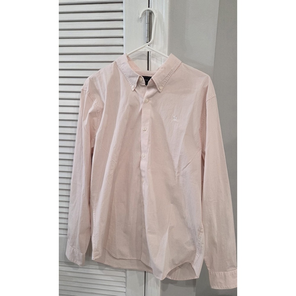 Abercrombie & Fitch Mens Pink & White Check Stretch Long Sleeve Button Up XL